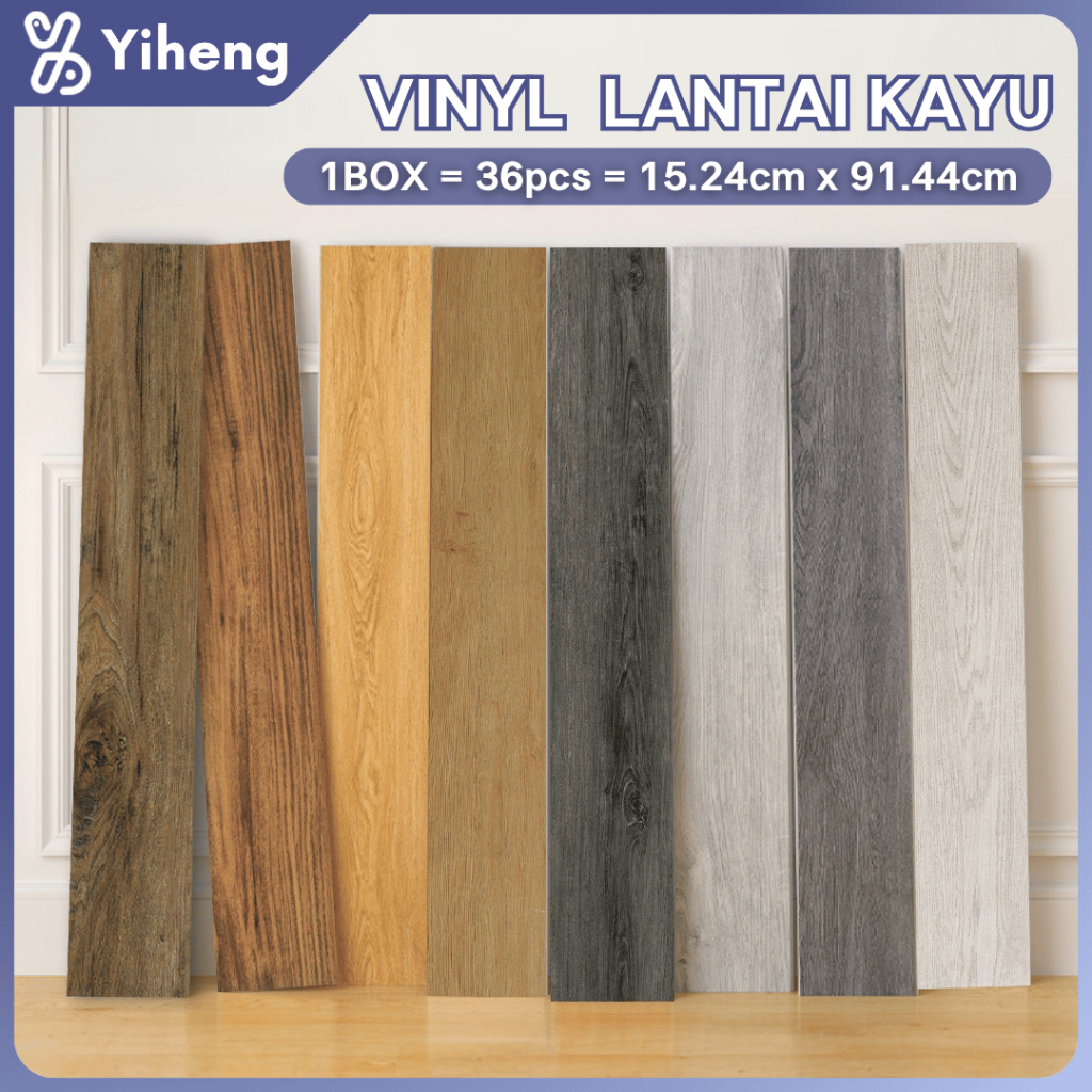 Lantai Vinyl Premium 1 BOX ISI Floor Vinyl Lantai Stiker Vinyl Lantai Kayu dengan Lem Stiker Lantai