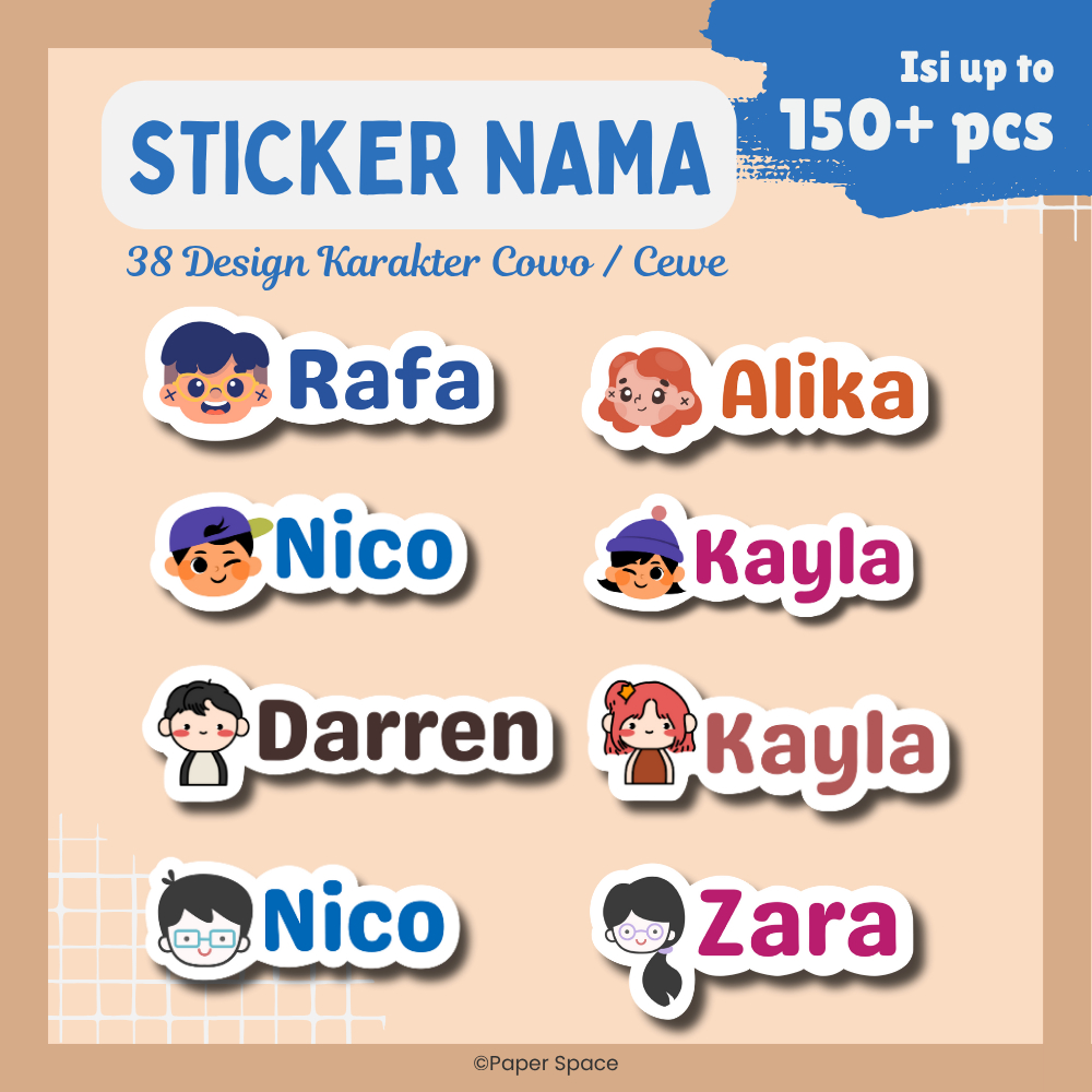 

Sticker Nama / Label Karakter Cowo / Cewe Lucu