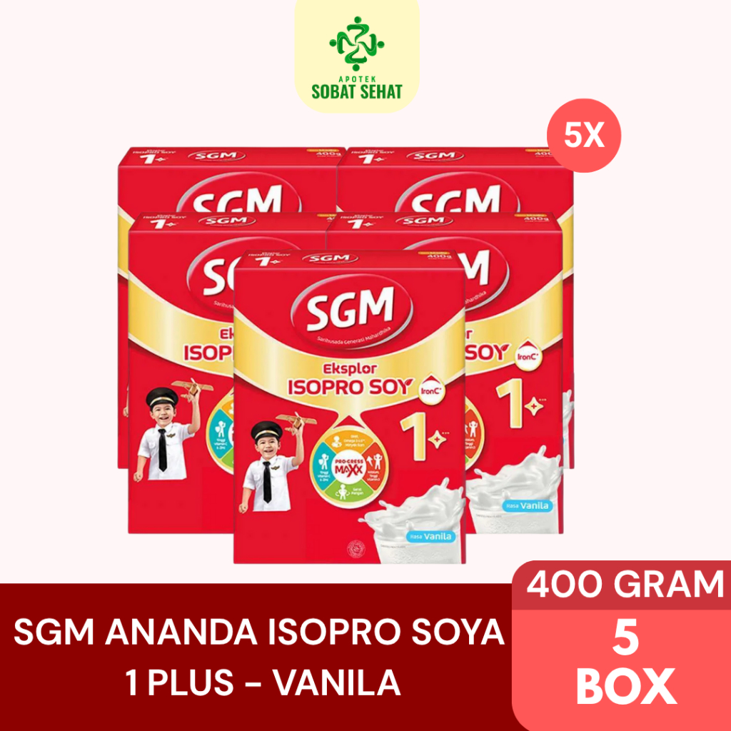 

[ PAKET SGM SOYA ] 5 Box X 400 Gram SGM Eksplor Isopro Soya 1+ ( Susu soya ) - Rasa Vanilla - Susu Khusus Untuk Yang Alergi susu sapi