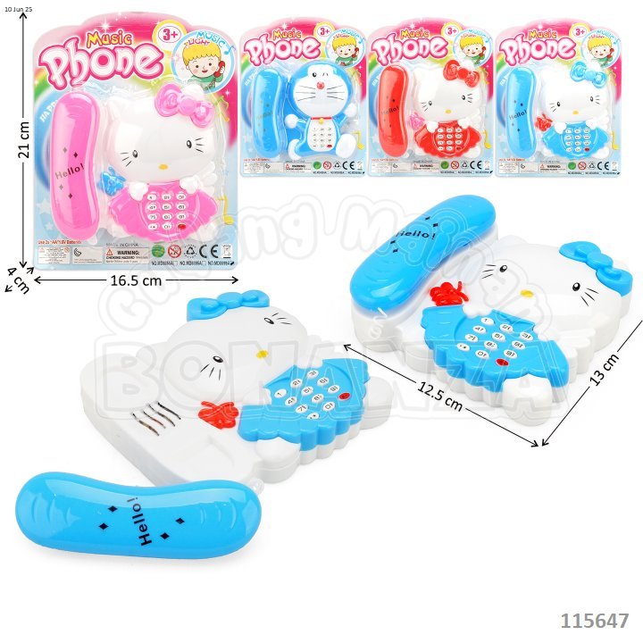 [Bonanza] Mainan Phone Model Mirip Hello Kitty 13 cm Suara Musik Lampu Hello Kitty