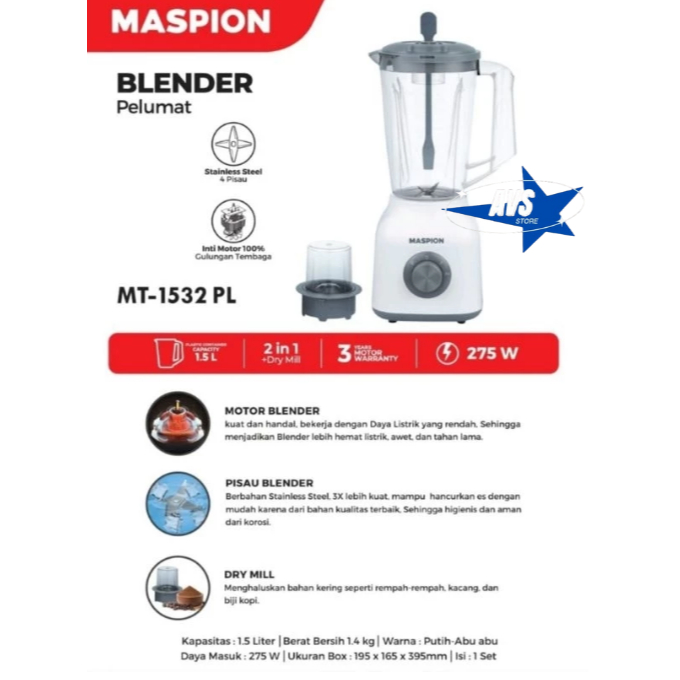 MASPION BLENDER PELUMAT MT 1532PL