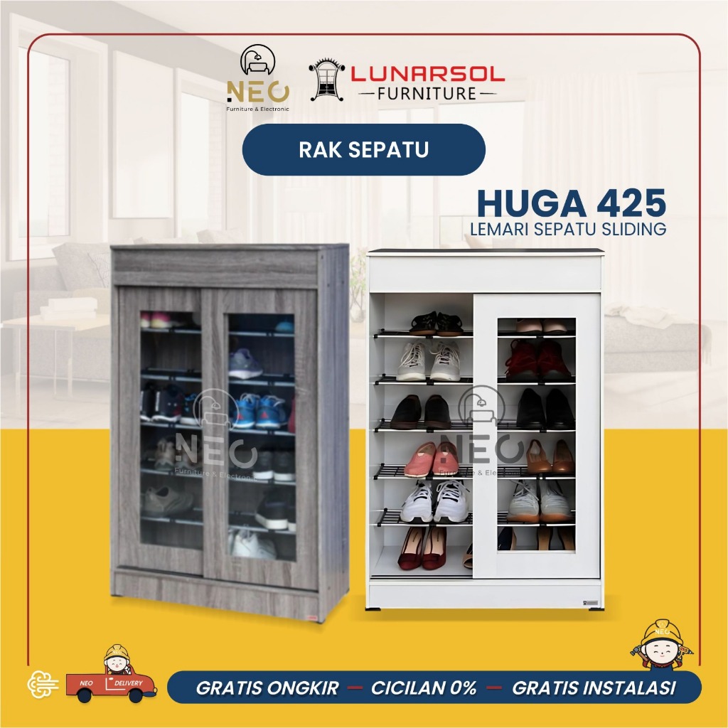 NEO - LEMARI SEPATU HUGA 425 SLIDING RAK SEPATU KAYU  LEMARI SEPATU MINIMALIS  RAK SUSUN PENYIMPANAN