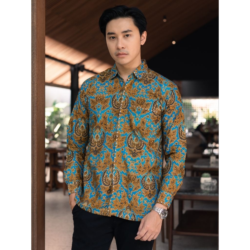 Kemeja Batik Pria NUC.ID Agra 03 (Biru Tosca)