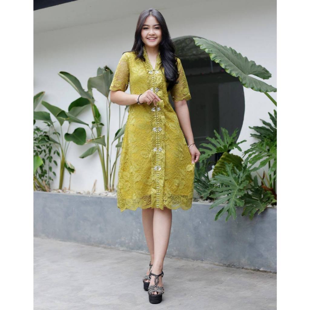 Midi Dres Vania Brokat Jumbo Ld 96cm-130cm Gaun pesta WanitaMasakini