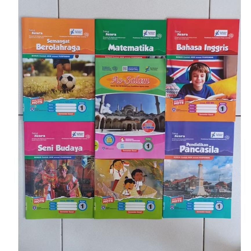 Buku LKS Mata Pelajaran Kelas 1 SD/MI Semester 1 Kurikulum Merdeka Sang Juara dan As-Salam Semester 