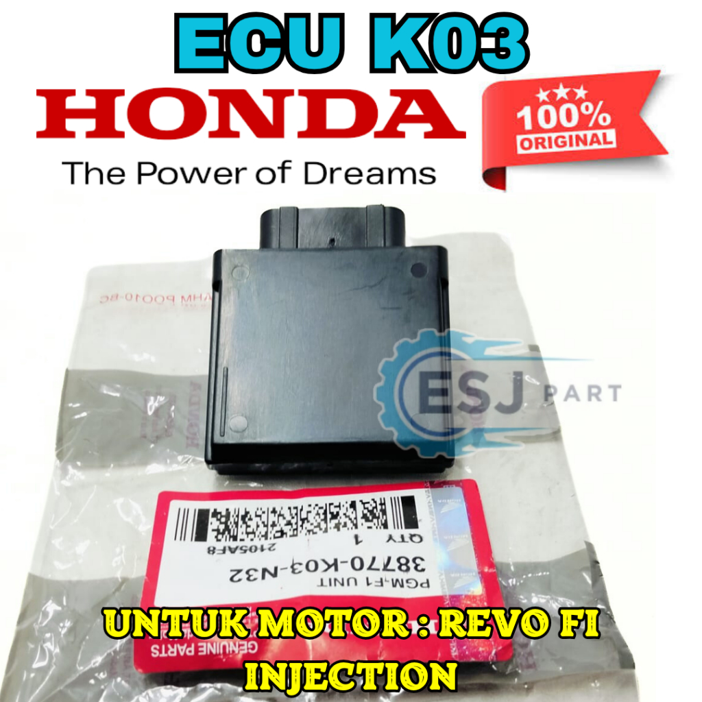 Original Asli ECU Kode-K03 Ori Honda Ahm Revo Fi Injection PGM Fi 2014 38770-K03-N32 38770K03N32 ORI