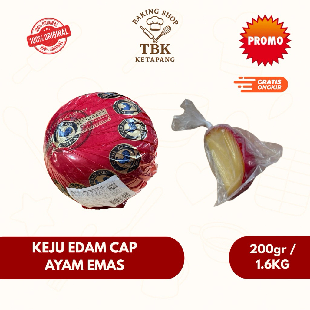 

Keju Edam Cap Ayam Emas - Utuh 1.6KG / Repack 200gram 300gram