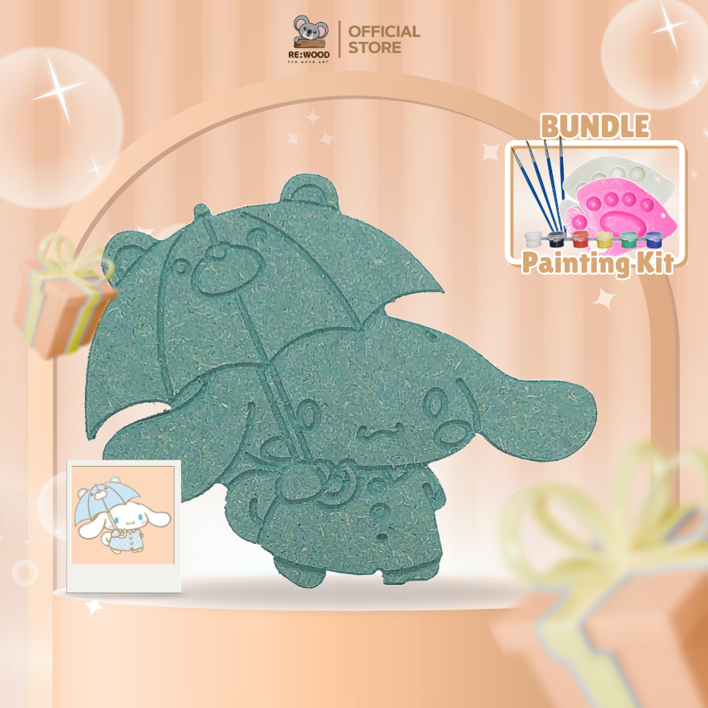 

REWOOD DIY Wood Character Painting Kit Set Cinnamoroll Payung | 12,5cm | Mainan Melukis Mewarnai