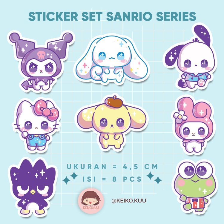 

[ 8 PCS ] STICKER SANRIO SERIES WATERPROOF MURAH