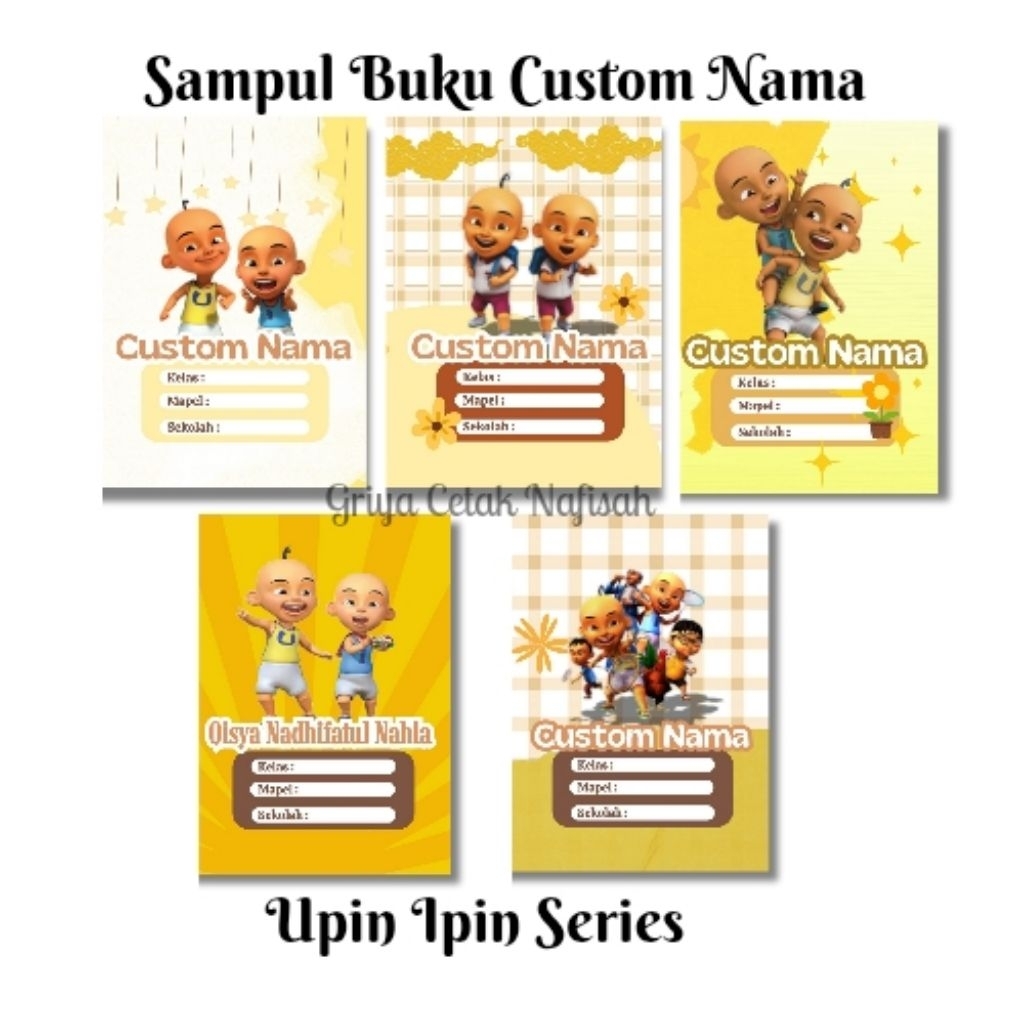 

Sampul Buku Custom Nama Full Color isi 10 Upin-ipin Series