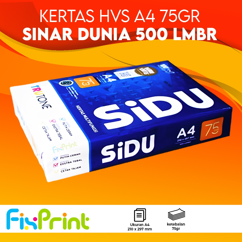 

Ay00! Kertas HVS SIDU A4 70 gram Sinar Dunia Print Foto Copy Fotocopy 70gr New (1 RIM)