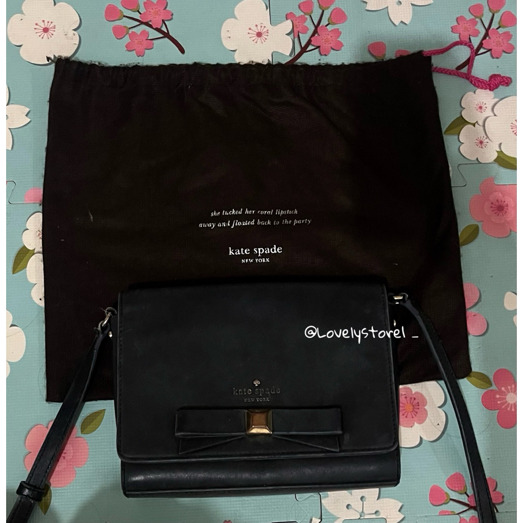 Kate Spade Holly Street Rubie Crossbody Bag Black Leather Gold Hardware kate spade preloved kate spa