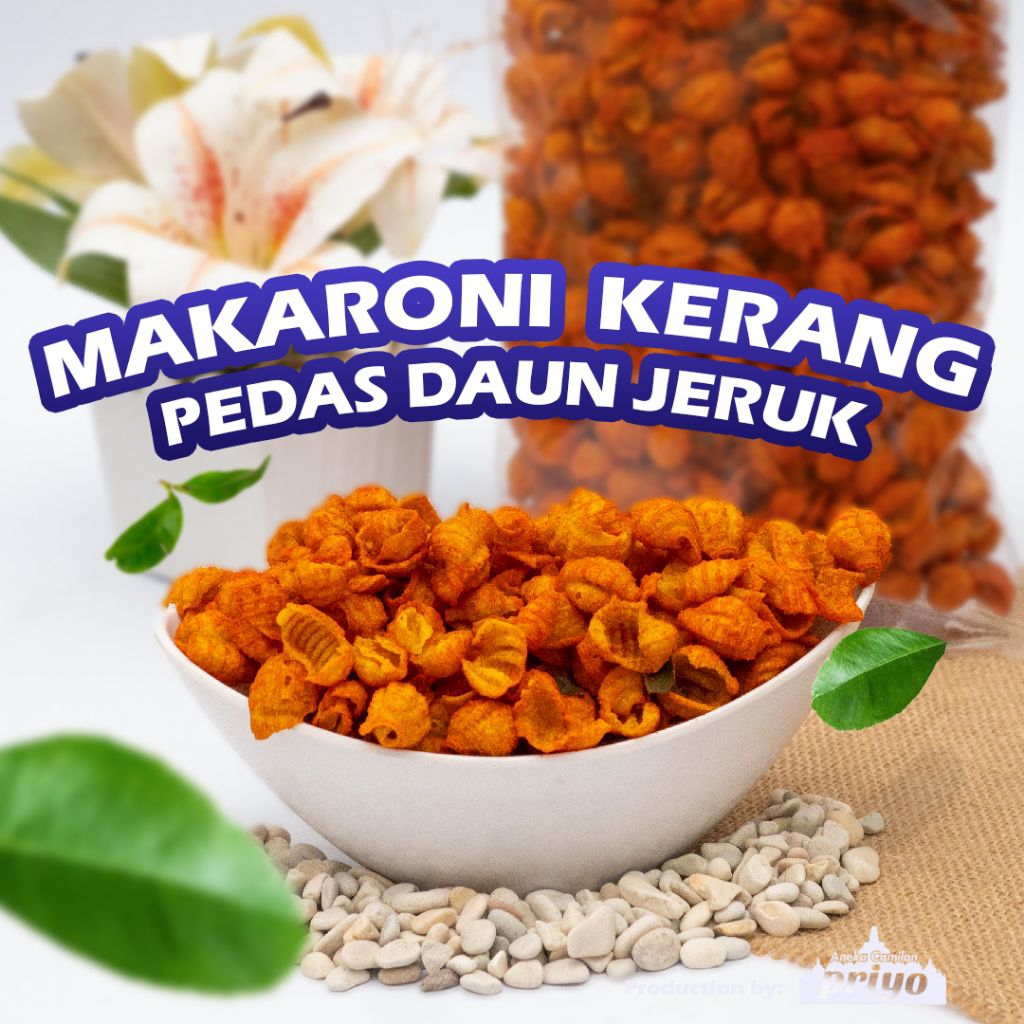 

Makaroni Kerang Pedas Daun Jeruk Crispy Renyah Gurih Priyo Snack Borobudur Khas Magelang