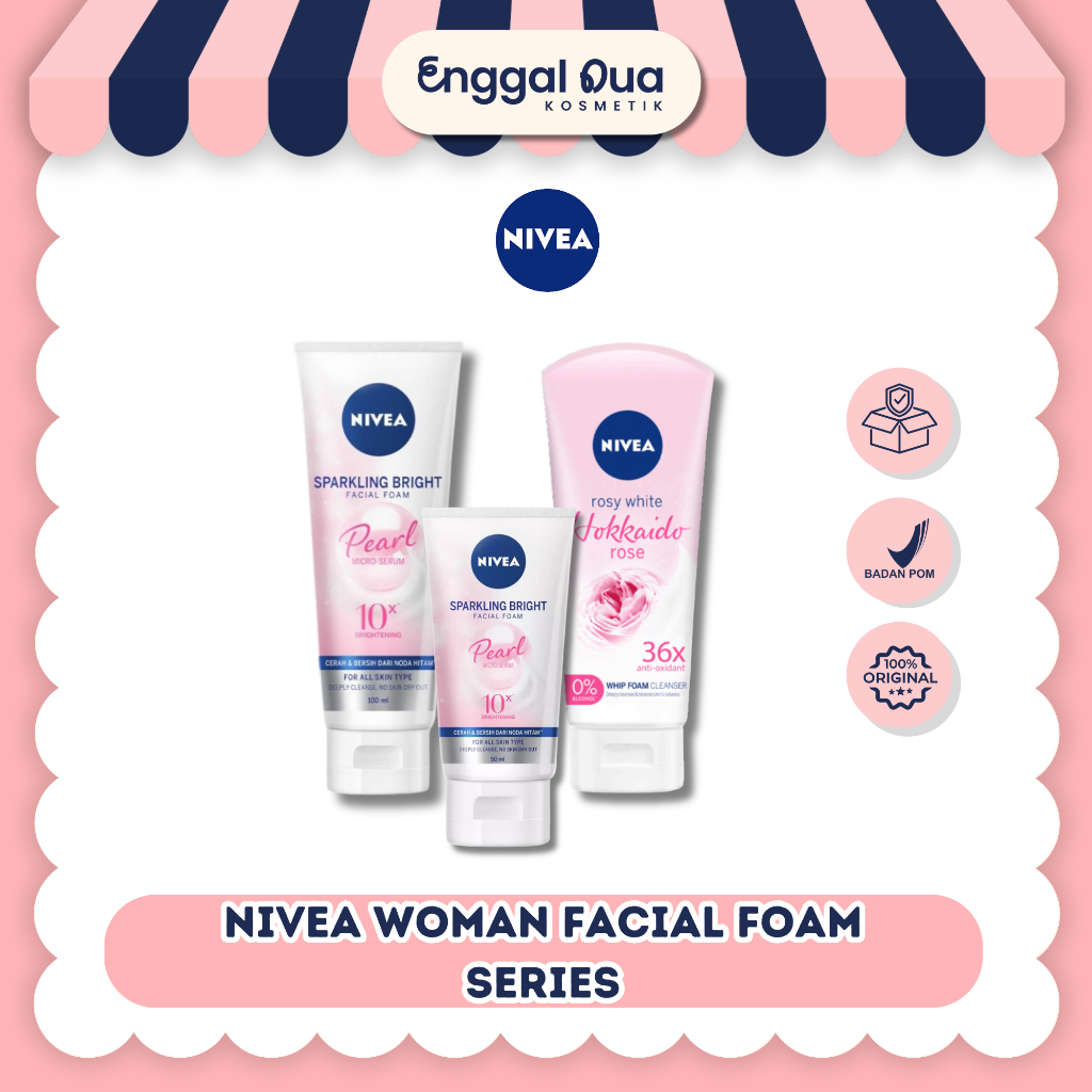 Nivea Semua Kulit Hokkaido Rose Whip Foam & Pearl Facial Foam 50-100Ml - Sabun cuci muka face wash b