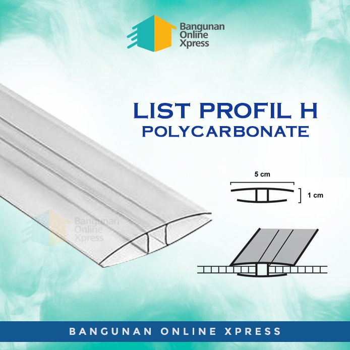 Lis H Profile Fiber Transparan Bening Sambungan Atap