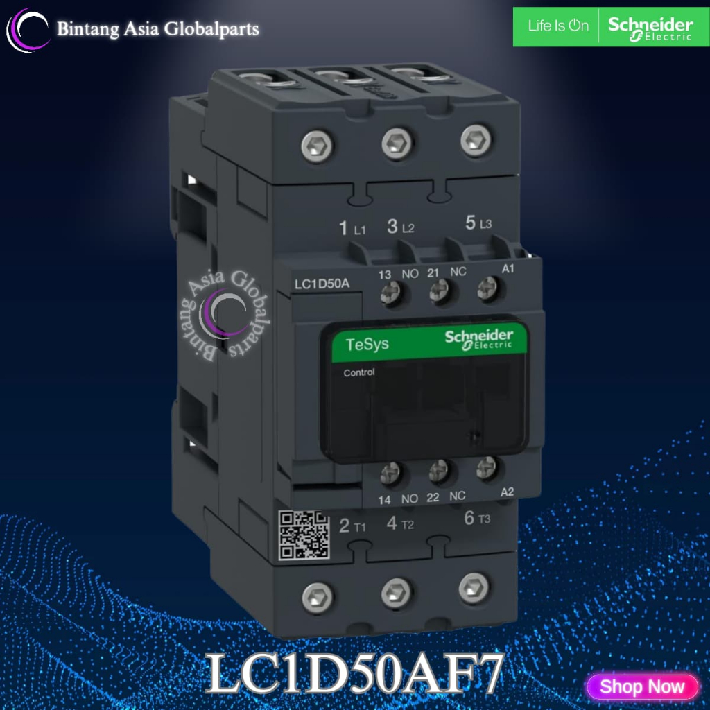 Kontaktor 3p 50a Schneider LC1D50AF7 110v Original / Kontaktor 3 Phase 50 Ampere LC1D50A / Contactor