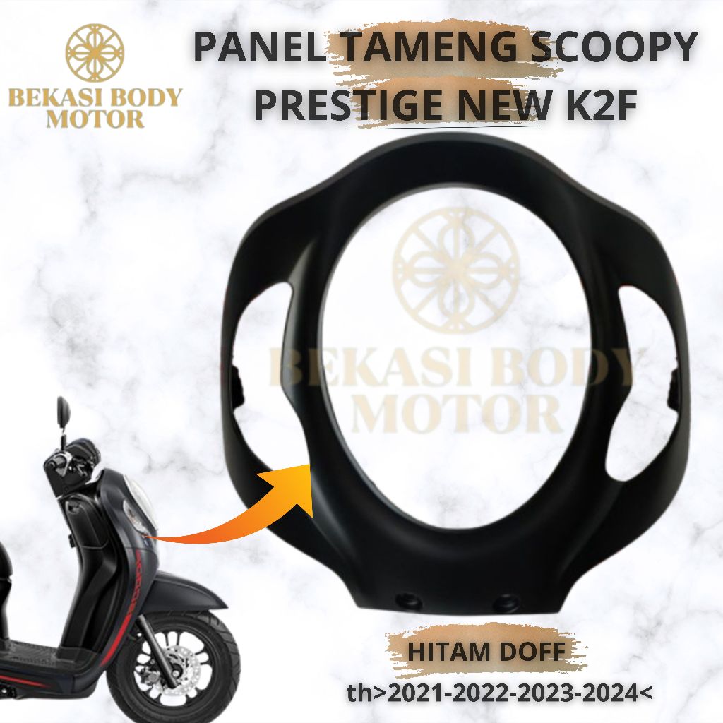 Cover Tameng panel Lampu Depan Scoopy new led prestige K2F 2021 hitam doff black matte