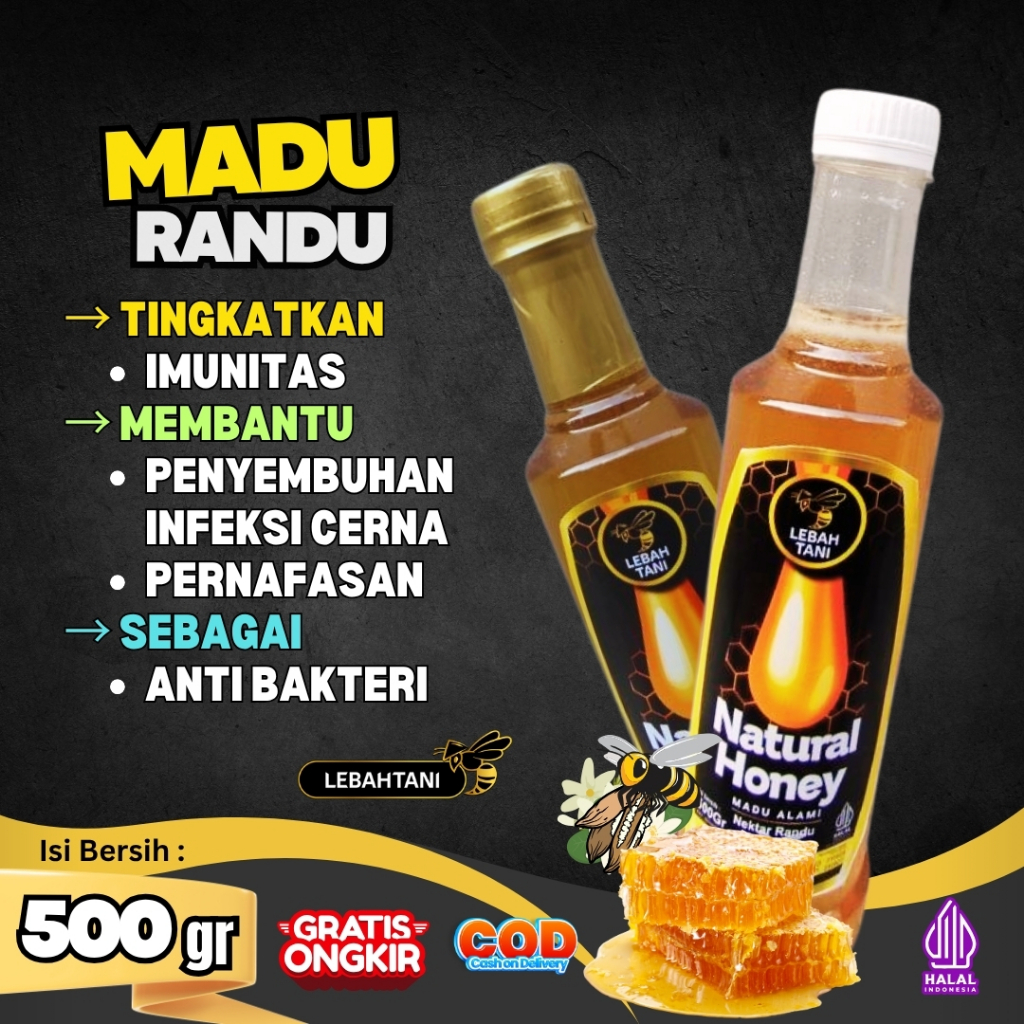 

Madu Asli Randu Lebahtani 500 gr