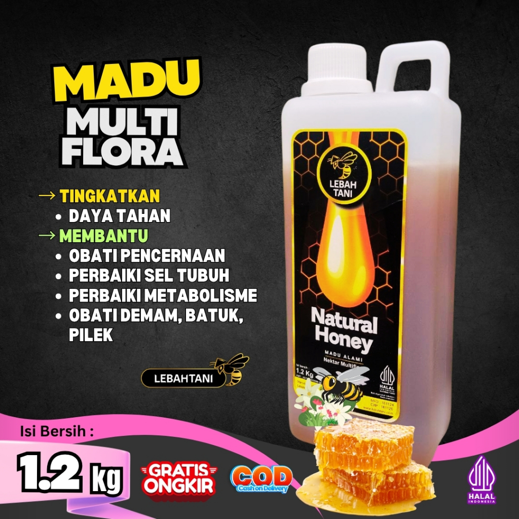 

Madu Asli Multiflora Lebahtani 1.2 Kg