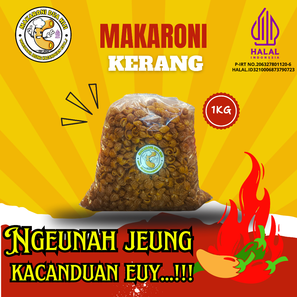

Makaroni Kerang DUA HIJI 1 Kg Bumbu Gurih Pedas Extr Pedas