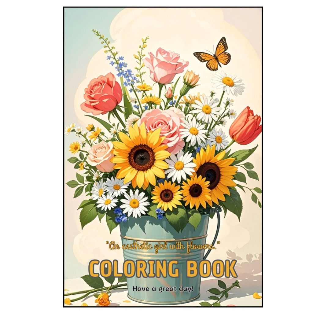 Digital Adult Coloring Book - Aesthetic Girl