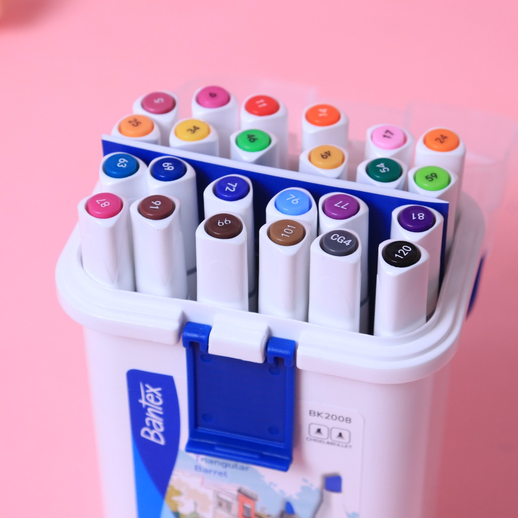 

[Pelangi Stationery] BANTEX Sketch Marker Spidol Sketsa 24 Warna 2 Tip Waterbased Box