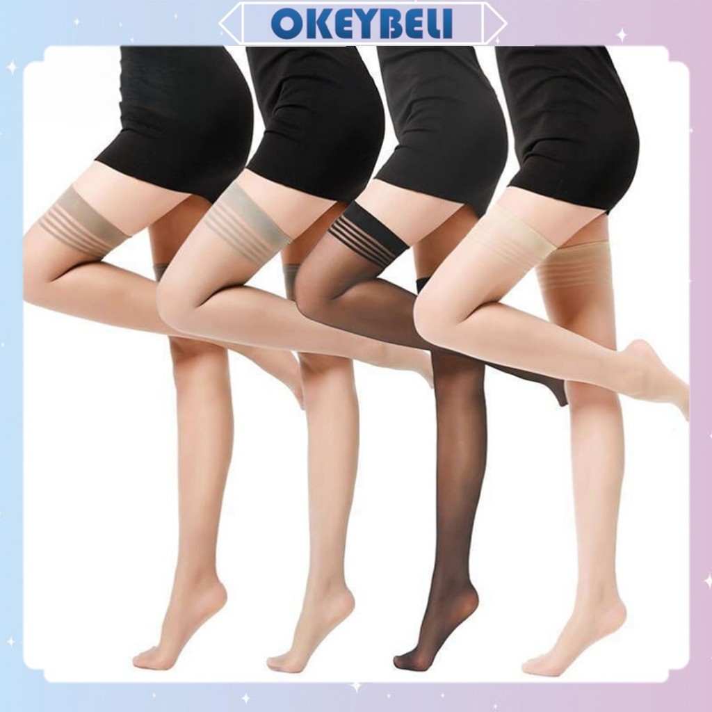 New OKEY BELIST2076 Stocking Legging Motif Transparan Model Garis Garis Cantik Lingerie Wanita