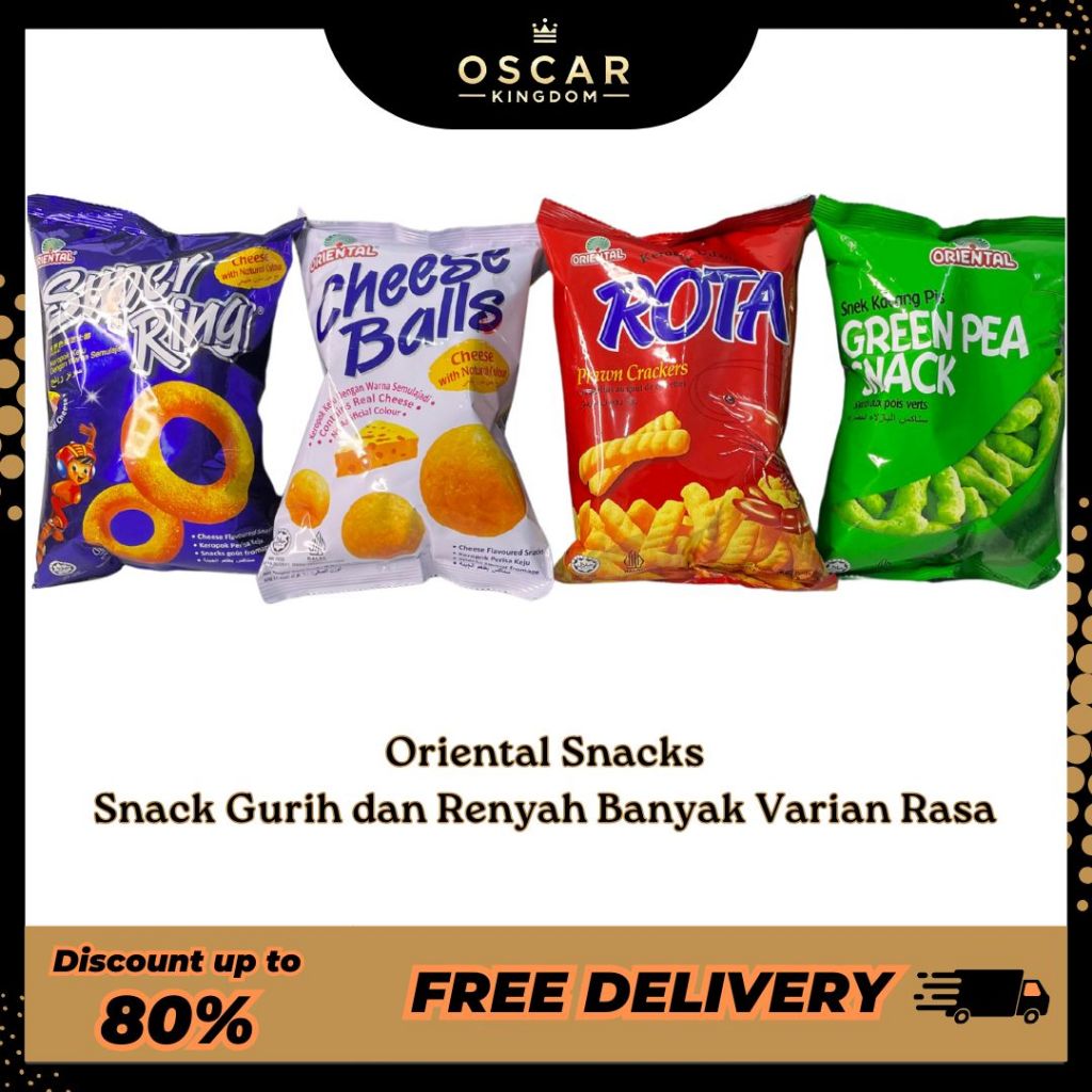 

Oriental Snack Import 4 Varian Rasa Green Pea, RotaPrawn, Cheese Ball & Super Ring - Camilan Nikmat