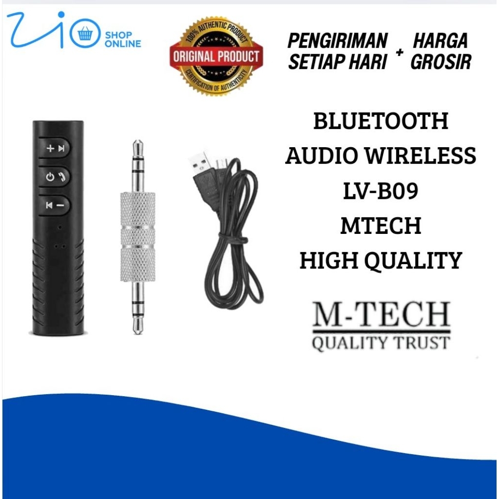 MTECH LV-B09 Bluetooth Wireless Audio Musik Receiver Car Aux 3.5mm