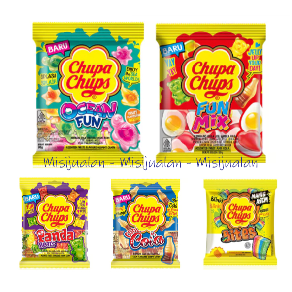 

Chupa Chups Jelly Fun Mix Ocean Fun Panda Bears Cool Cola Bites Sour | Permen Gummy Jelly Lunak Buah Buahan|