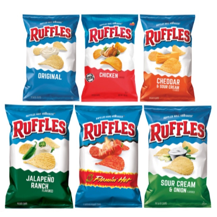 

Ruffles Potato Chips 180g | Original Flaming Hot Cheddar Jalapeno Sour Cream | Import USA |