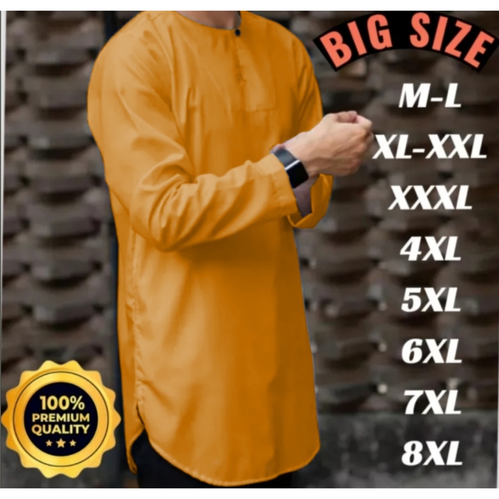 Baju koko kurta pakistan warna mustard pria dewasa fashion muslim atasan kancing 1