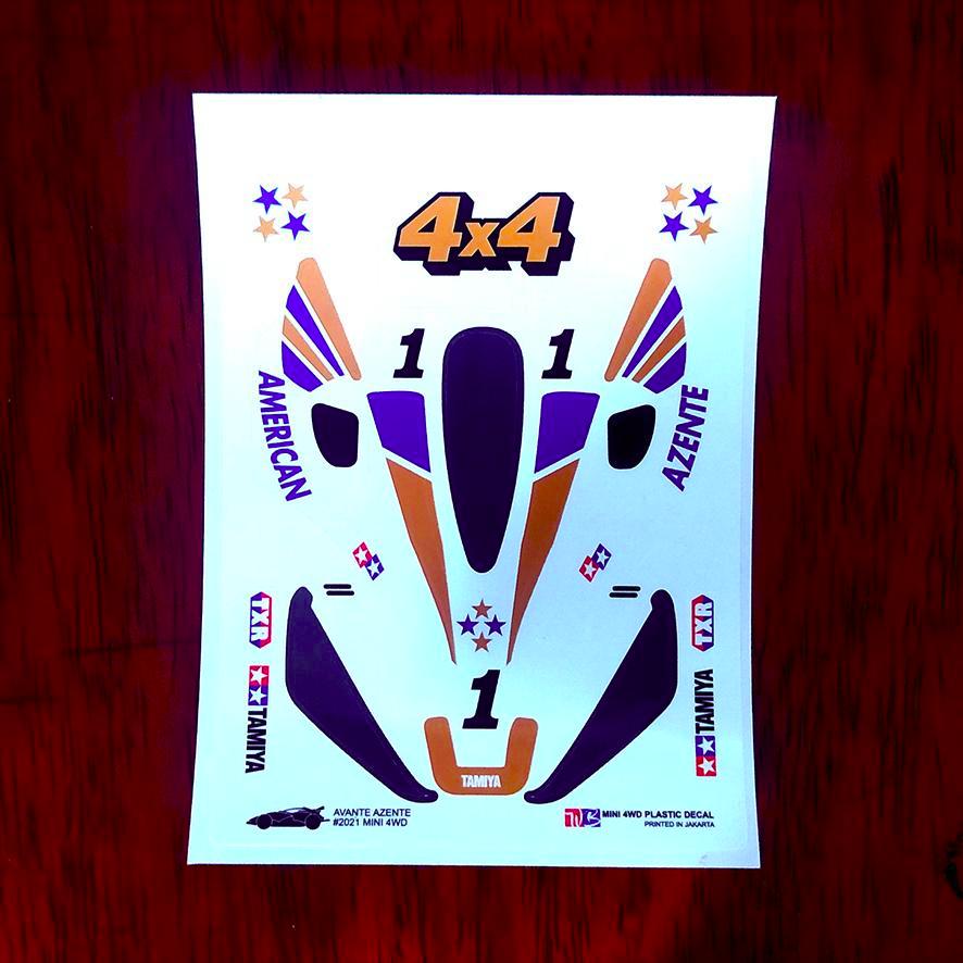 Stiker American Azente - Body Putih Kombinas Biru Gold - Vinnyl Lam. Glossy