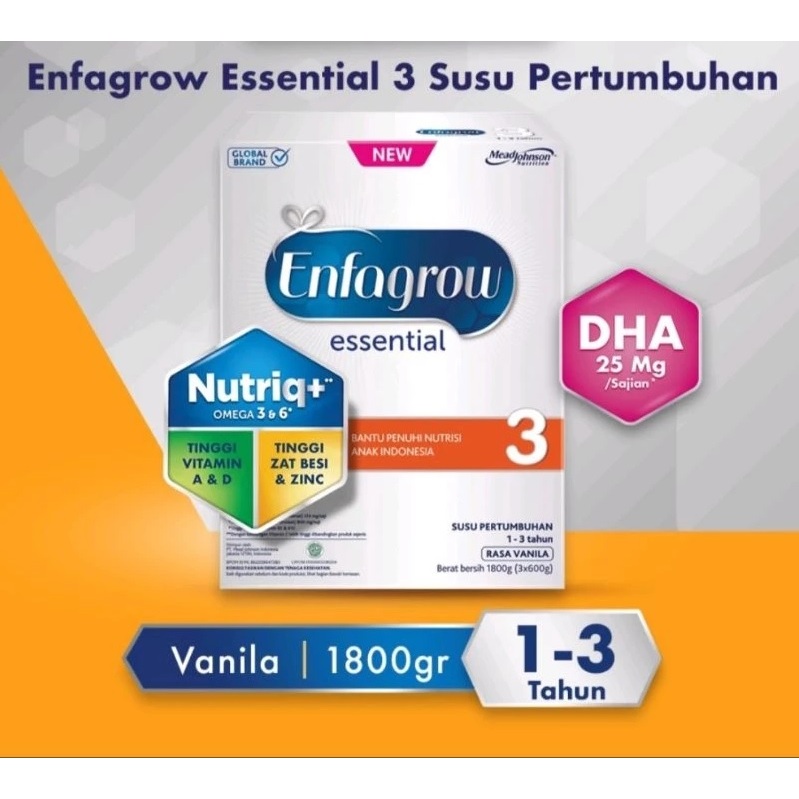 

ENFAGROW Essential 3 1800 gr Susu Formula 1 - 3 tahun