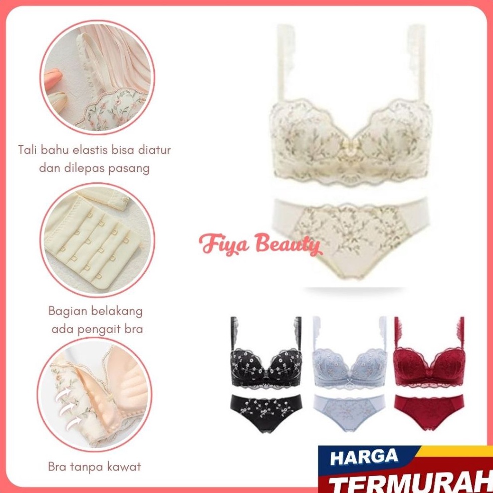 KODE C46W Bra Set CD 3977 Bra CD Set Pakaian Dalam Wanita Bra Tanpa Kawat Bh Tanpa Kawat BH Set Cela