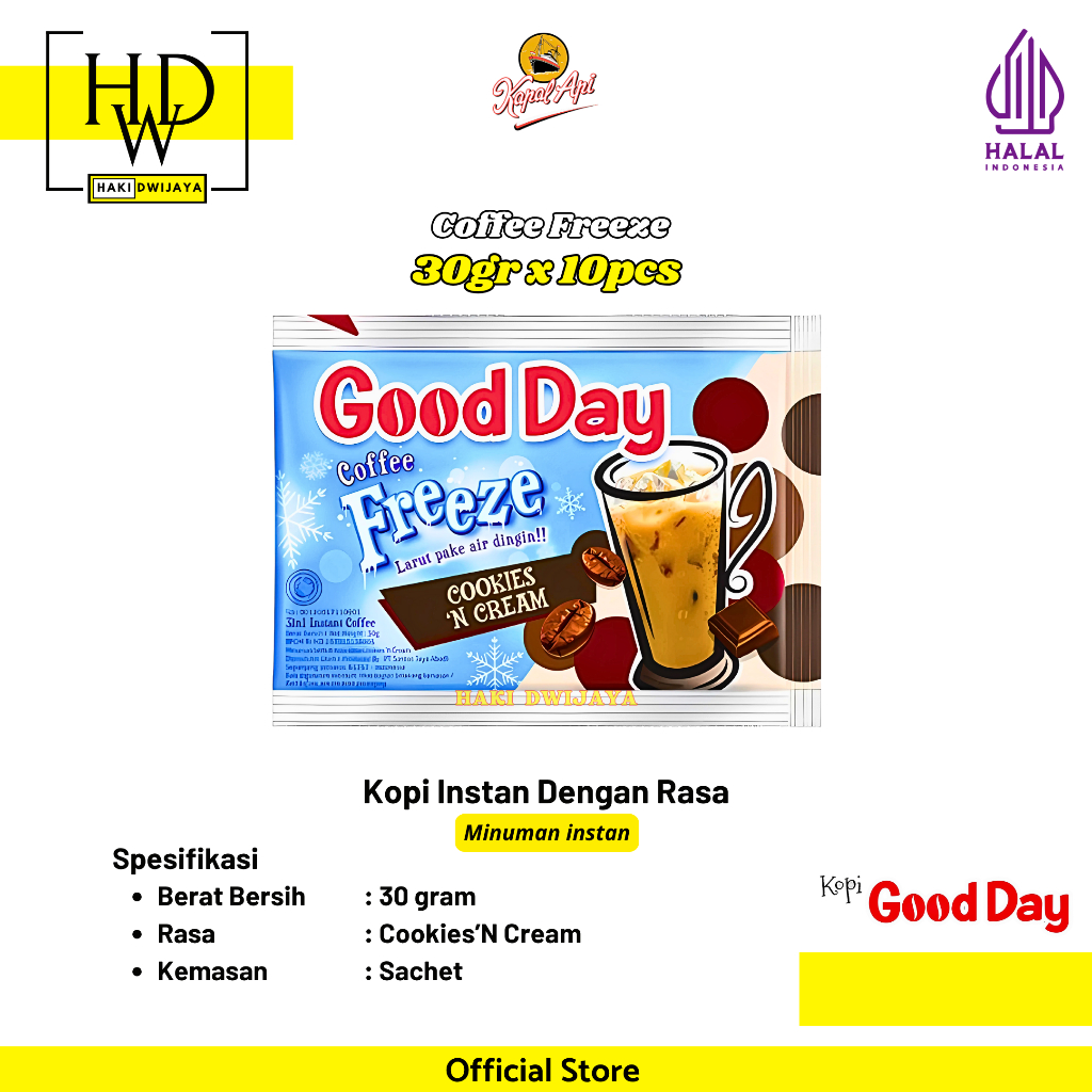 

[10pcs] Good Day Coffee Freeze / Kopi Instan 30gr Renceng Rasa Cookies'N Cream