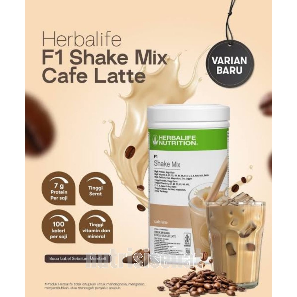 F1 shake mix herbalife rasa cafe latte (barcode dipotong)
