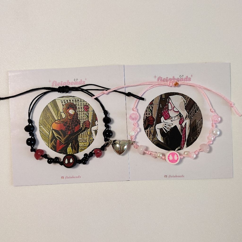 Gelang Couple Spiderman Miles dan Gwen | Gelang Tali Serut Couple | Gelang Tangan Couple Spiderman