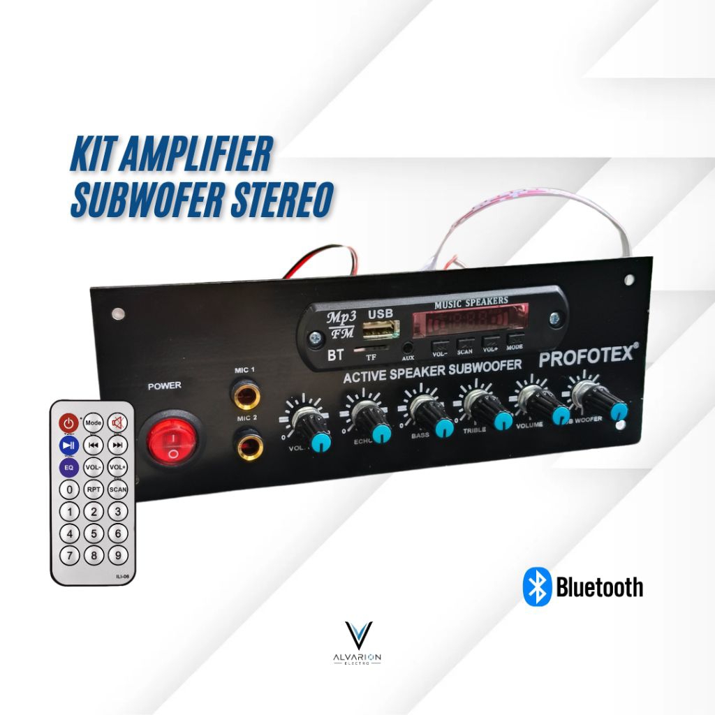 Kit Power Amplifier Speaker Aktif Subwoofer Stereo Mic Echo Karaoke Plus MP3 Bluetooth FM Radio Bass