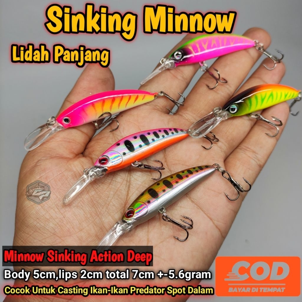 Minnow Lidah Panjang / Minnow Sukarjan Lidah Panjang / Sinking Minnow / Minnow Deep