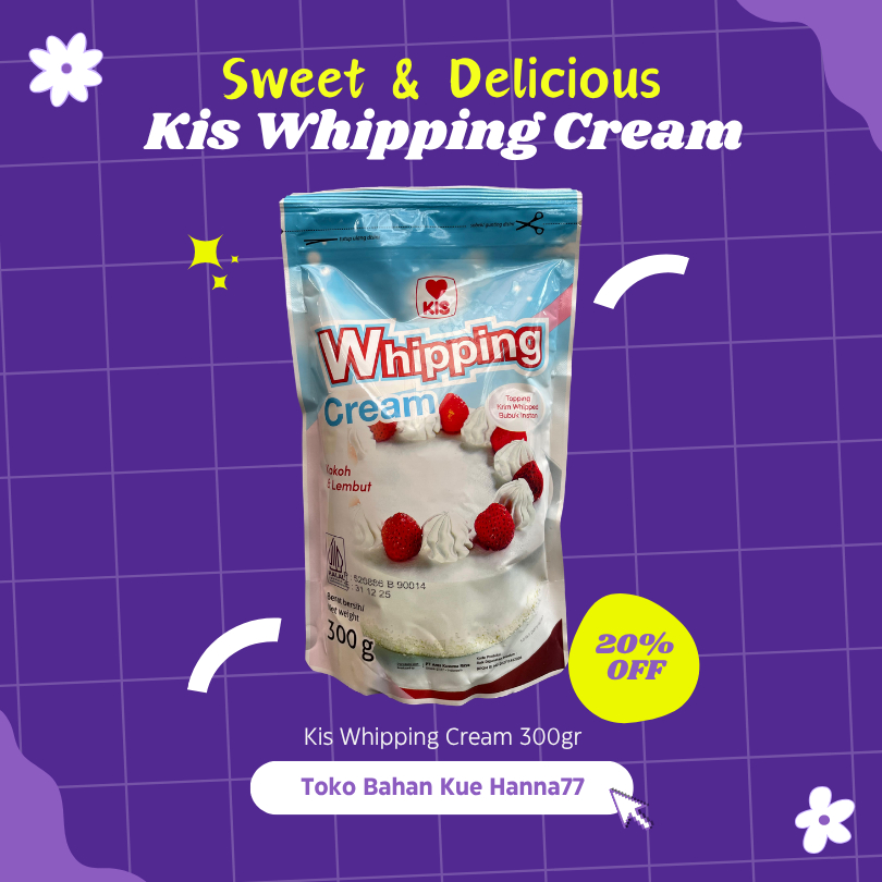 

Kis Whipping Cream Bubuk 300gr – Krim Kocok Lembut dan Kokoh untuk Topping Kue dan Dessert