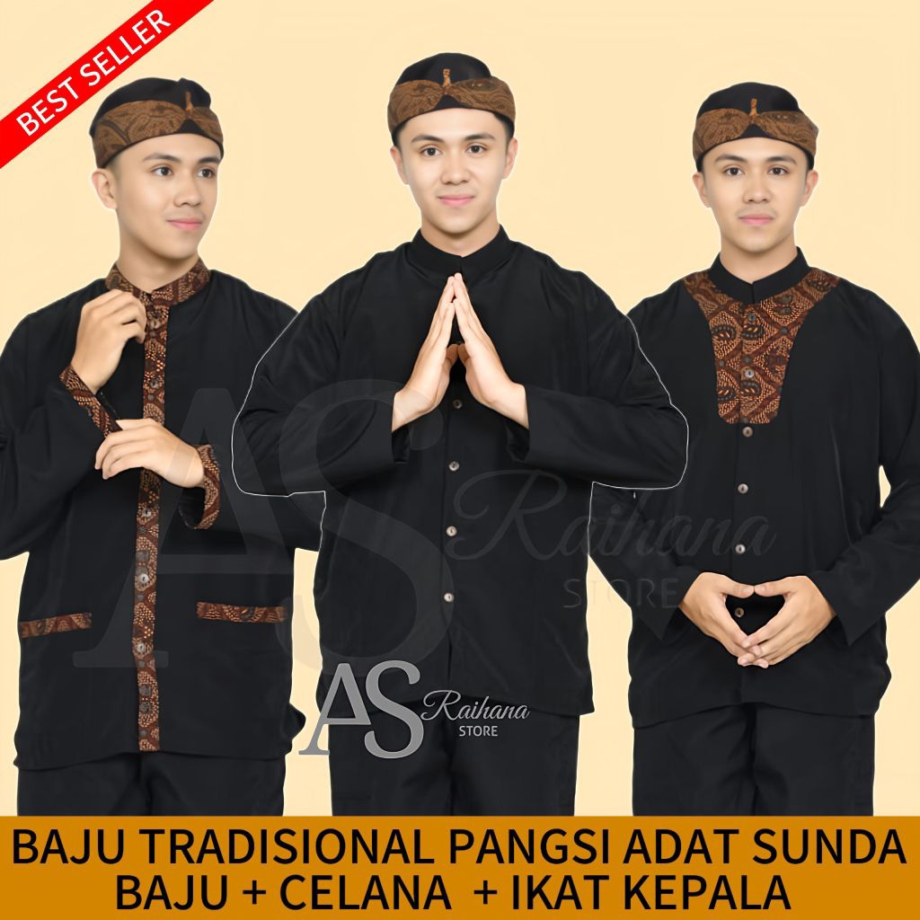 pangsi Sunda pria Baju pangsi Sunda pria Setelan pangsi Batik polos M L XL XXL,setelan pangsi termur