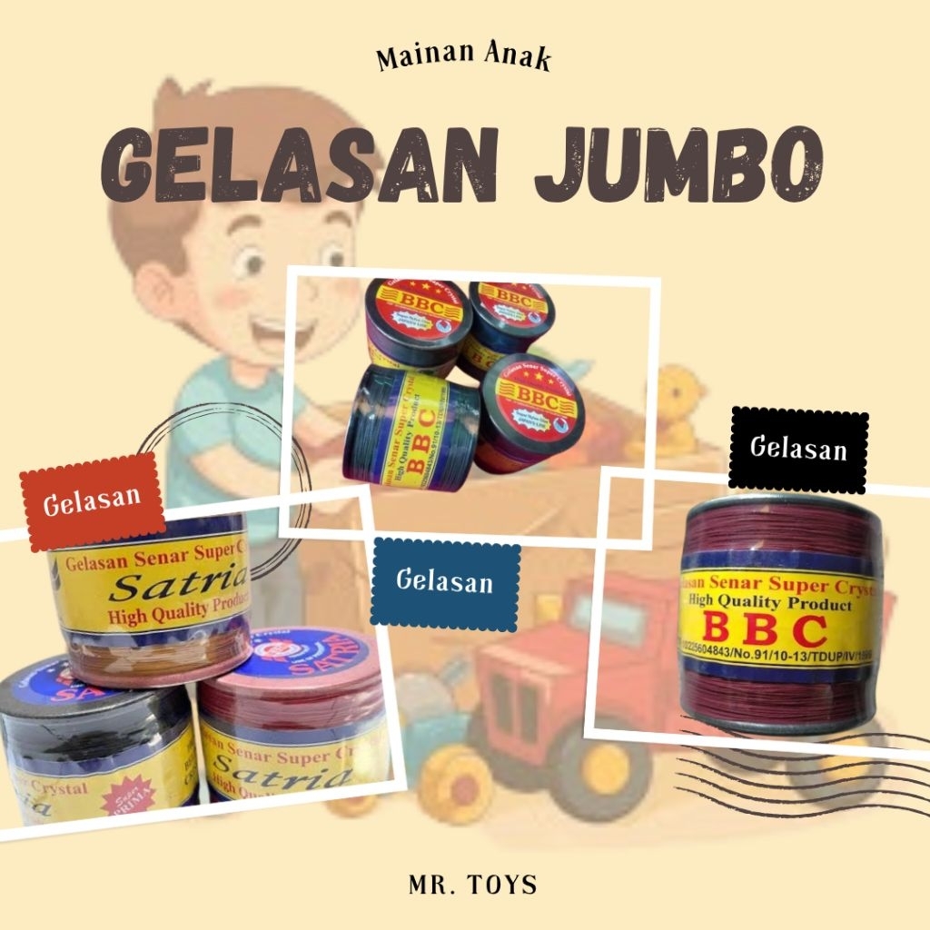 GELASAN jumbo super tajam cap PINOKIO/SATRIA/ BBC/SEPULUH II/ benang layangan jumbo 3000 yard super 