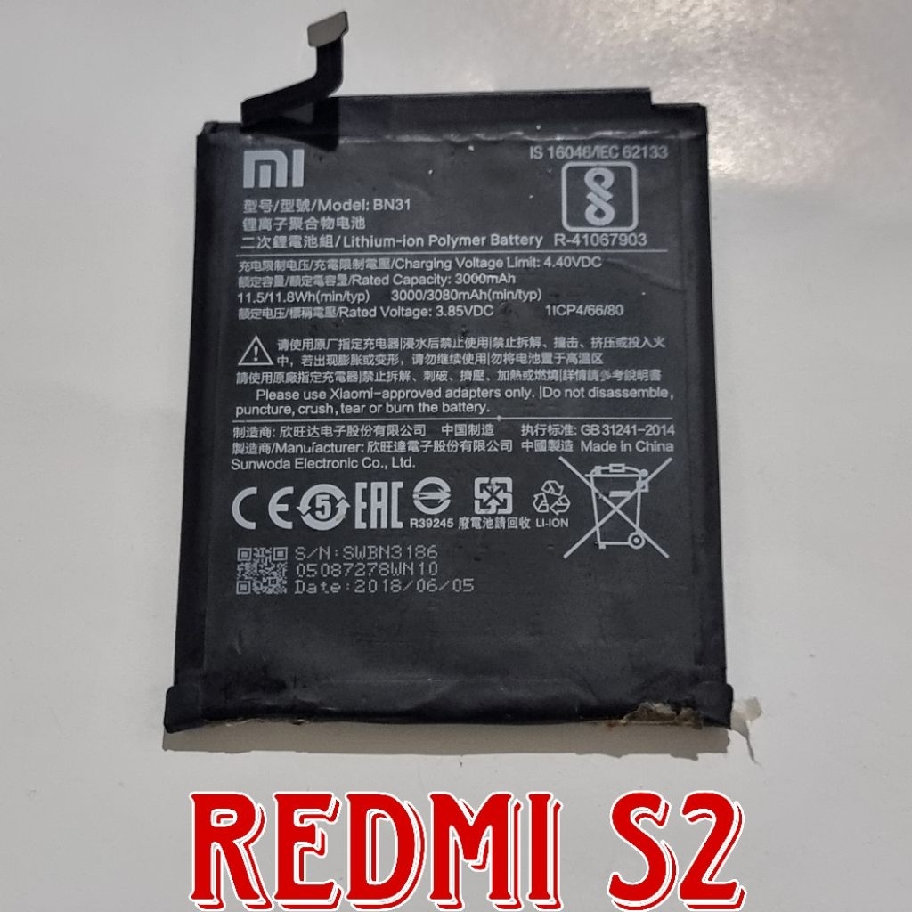 BATU BATRE BATERAI REDMI S2 BN31 ORI COPOTAN NORMAL