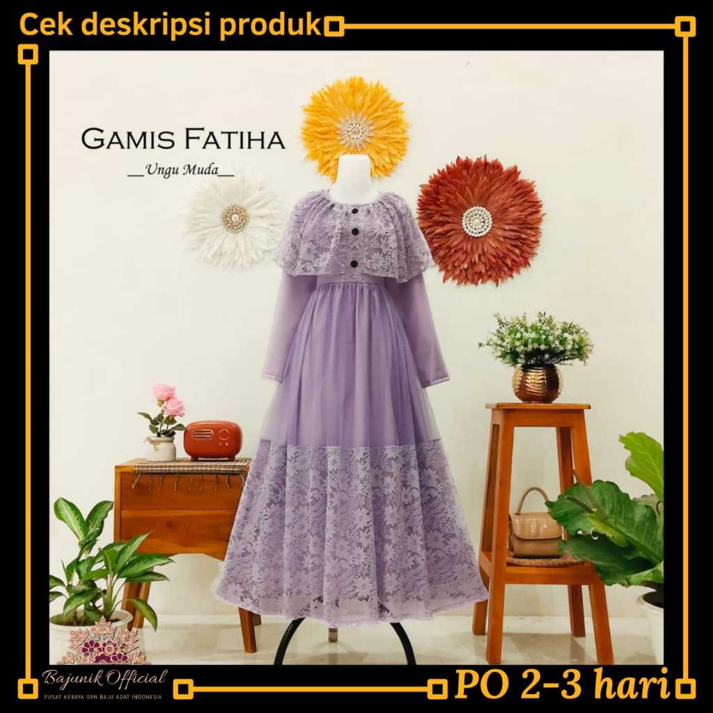 Gamis Fatiha | Baju Katun Couple Anak Perempuan & Dewasa Seragam Pesta Lebaran Brokat Terbaru