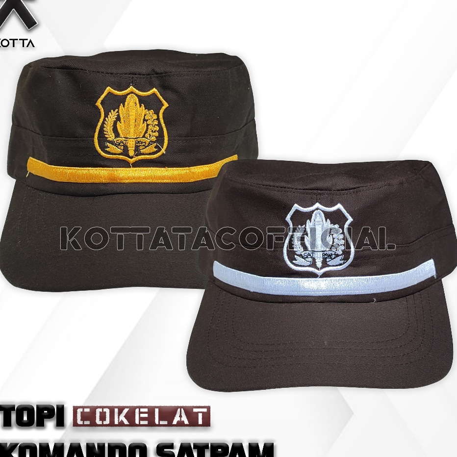 TOPI KOMANDO SATPAM  TOPI SATPAM COKELAT  TOPI SECURITY