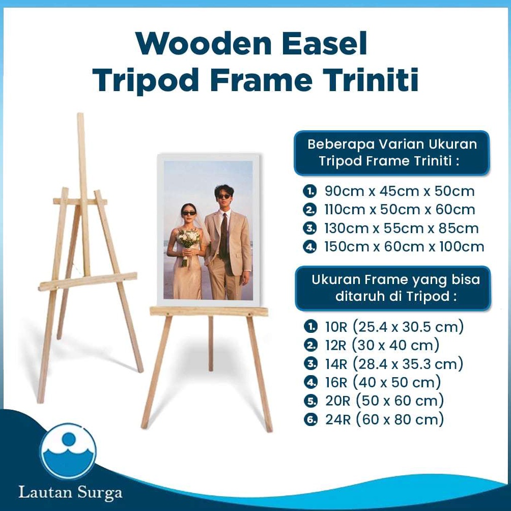 

KODE W84T Tripod Standing Frame Foto Kayu Jati Belanda Stand Easel Wooden Lukis Penyanggah Foto Bingkai Whiteboard Akrilik Papan Bunga