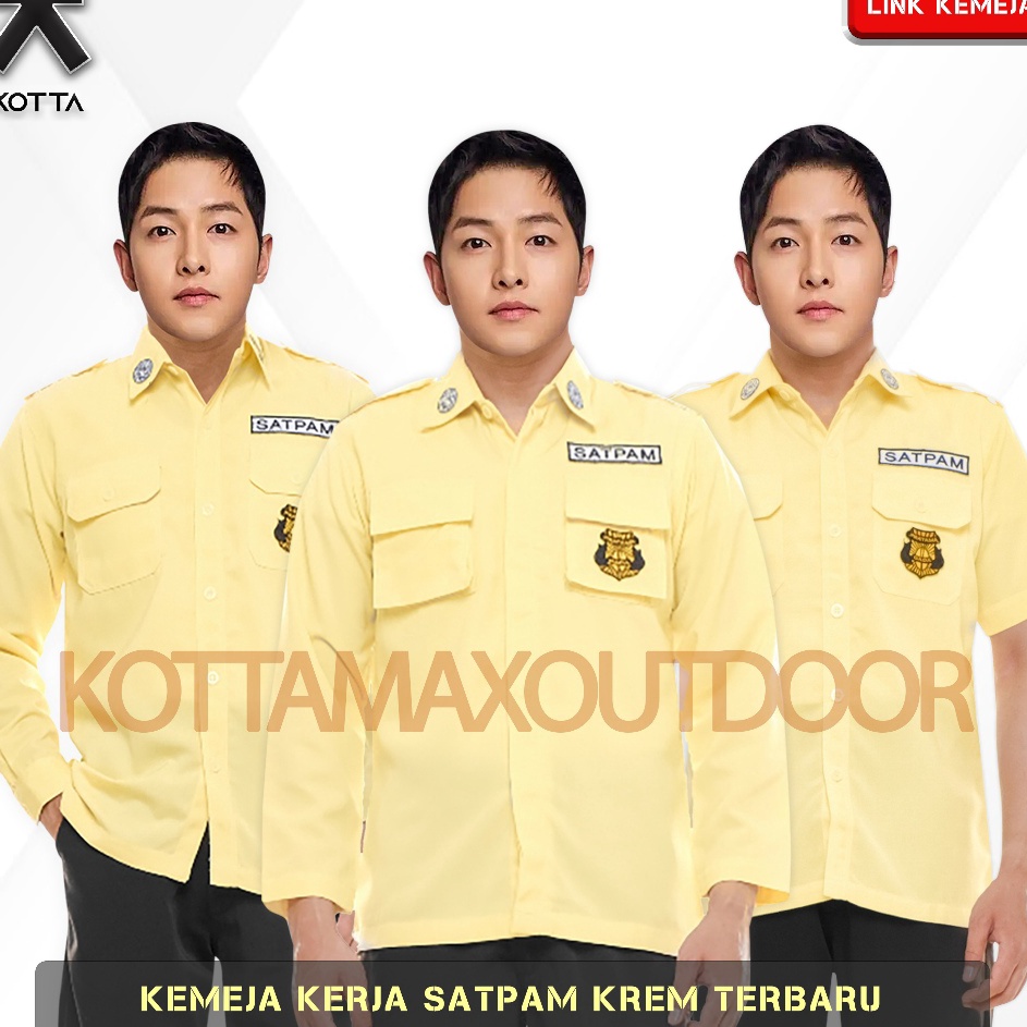 Baru Kemeja Baju PDH Pria Satpam Terbaru 224 Cream Bahan Halus