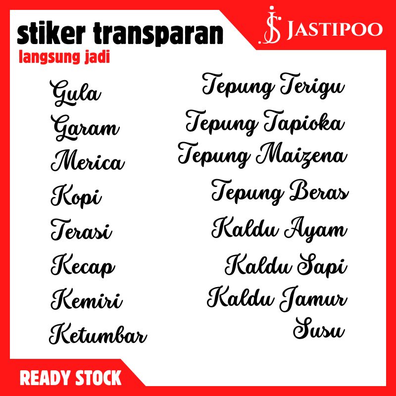 

[LGSNG KIRIM] stiker transparan bumbu dapur