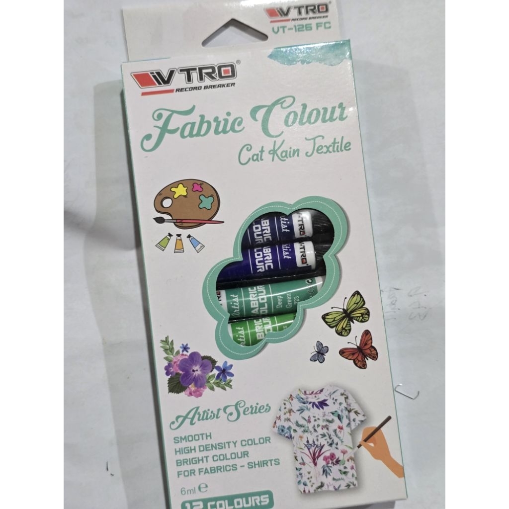 

FABRIC COLOR V-TRO ISI 12 WARNA CAT KAIN VTRO 12 COLORS CAT ACRYLIC V TRO